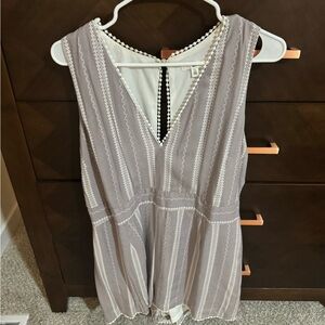 Gray and white striped romper